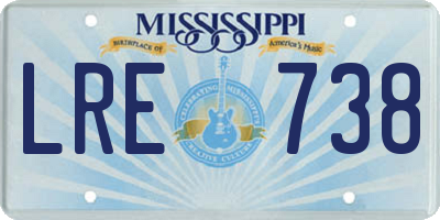 MS license plate LRE738
