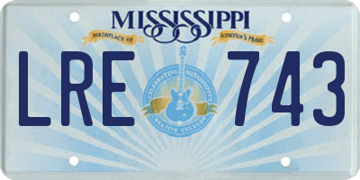 MS license plate LRE743