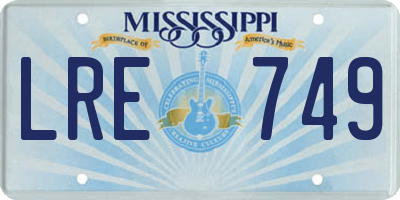 MS license plate LRE749