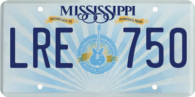 MS license plate LRE750