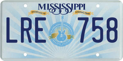 MS license plate LRE758