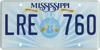 MS license plate LRE760