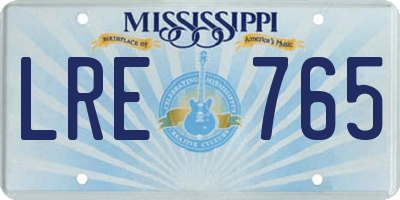 MS license plate LRE765