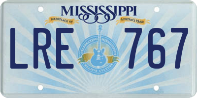 MS license plate LRE767