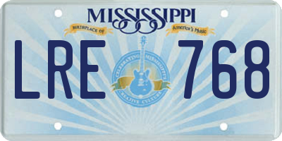 MS license plate LRE768