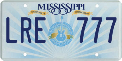 MS license plate LRE777