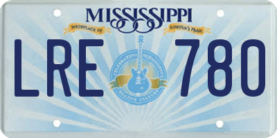 MS license plate LRE780