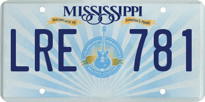 MS license plate LRE781