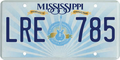 MS license plate LRE785