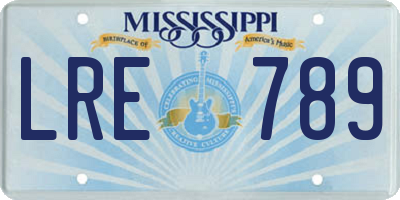 MS license plate LRE789