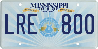 MS license plate LRE800