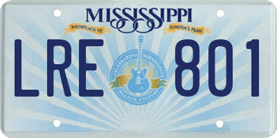 MS license plate LRE801