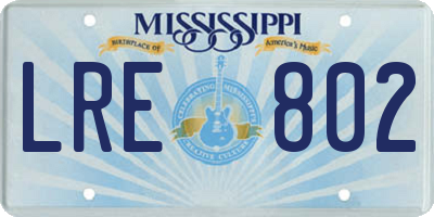 MS license plate LRE802
