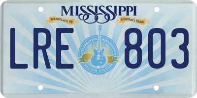 MS license plate LRE803