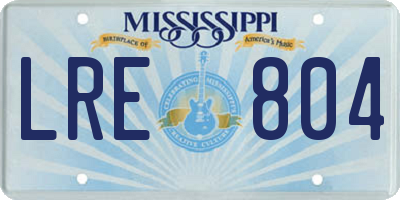MS license plate LRE804