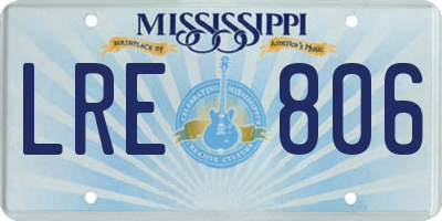 MS license plate LRE806