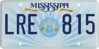 MS license plate LRE815