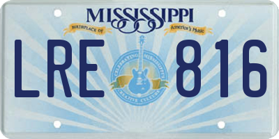 MS license plate LRE816