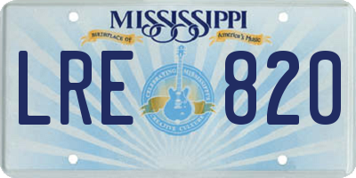 MS license plate LRE820