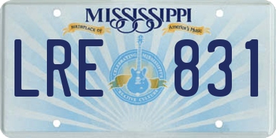 MS license plate LRE831