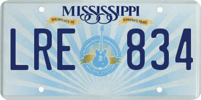 MS license plate LRE834