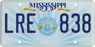 MS license plate LRE838