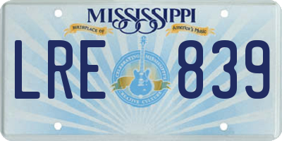 MS license plate LRE839