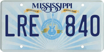 MS license plate LRE840