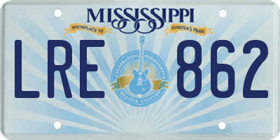 MS license plate LRE862