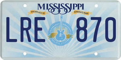 MS license plate LRE870