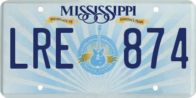 MS license plate LRE874