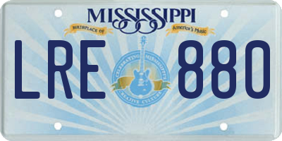 MS license plate LRE880