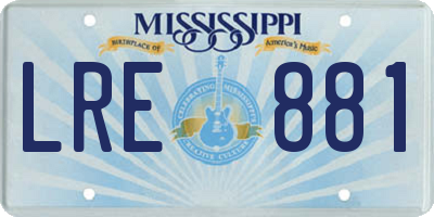 MS license plate LRE881