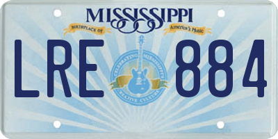 MS license plate LRE884