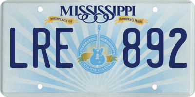 MS license plate LRE892