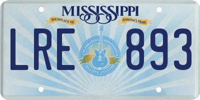 MS license plate LRE893