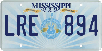 MS license plate LRE894
