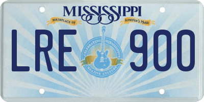 MS license plate LRE900