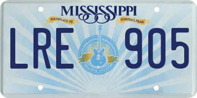 MS license plate LRE905