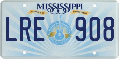 MS license plate LRE908