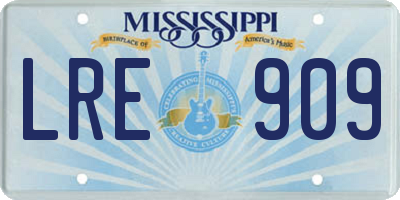 MS license plate LRE909