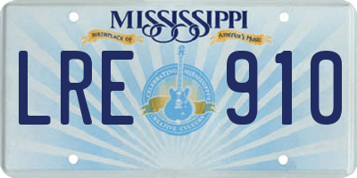 MS license plate LRE910