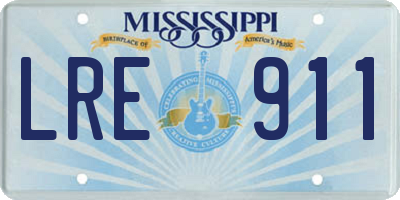 MS license plate LRE911