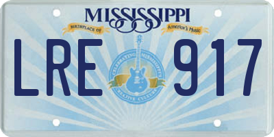 MS license plate LRE917