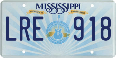 MS license plate LRE918