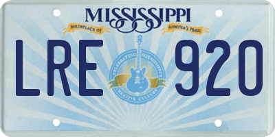 MS license plate LRE920