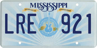 MS license plate LRE921