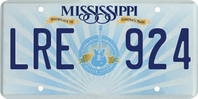 MS license plate LRE924