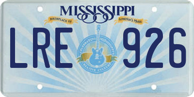 MS license plate LRE926