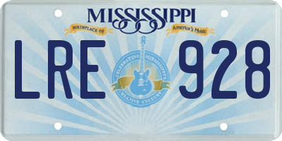 MS license plate LRE928